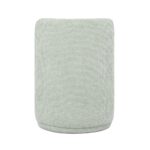Maple Home Ottoman Boucle Fabric Round Stool with Backrest, Light Gray