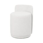 Maple Home Ottoman Boucle Fabric Round Stool with Backrest, White