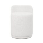Maple Home Ottoman Boucle Fabric Round Stool with Backrest, White
