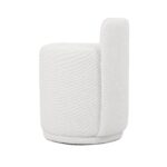 Maple Home Ottoman Boucle Fabric Round Stool with Backrest, White