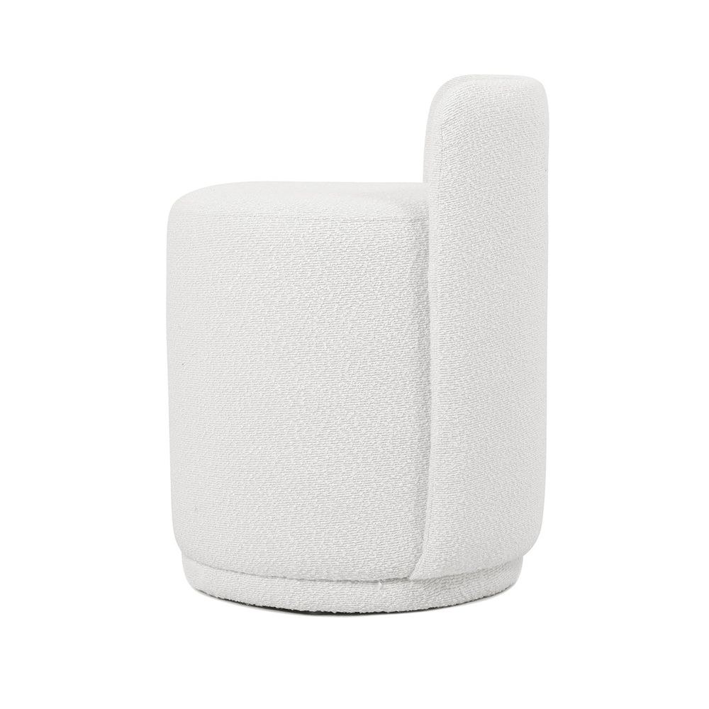 Maple Home Ottoman Boucle Fabric Round Stool with Backrest, White - Image 4