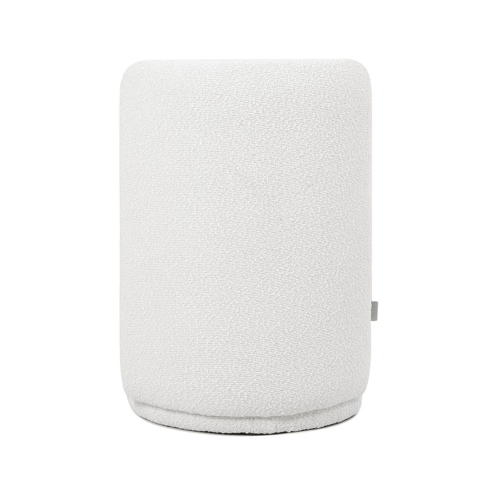 Maple Home Ottoman Boucle Fabric Round Stool with Backrest, White - Image 5