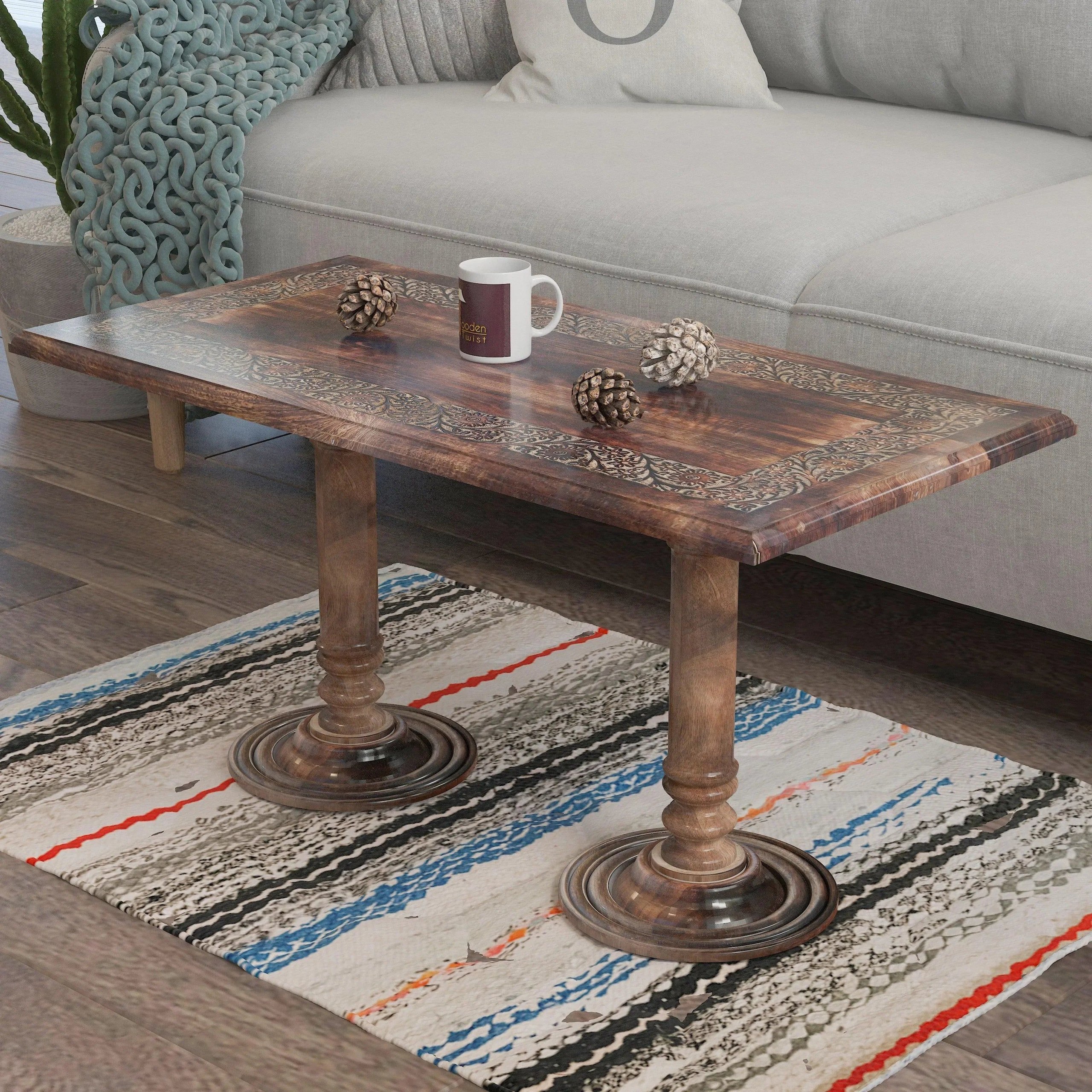 Wooden Twist Sculpte Hand Carved Solid Wood Coffee Table - Image 2