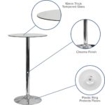 Wooden Twist Round Glass Top Cocktail Bar Table with Chrome Pedestal Base | 60 x 105 cm