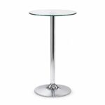 Wooden Twist Round Glass Top Cocktail Bar Table with Chrome Pedestal Base | 60 x 105 cm