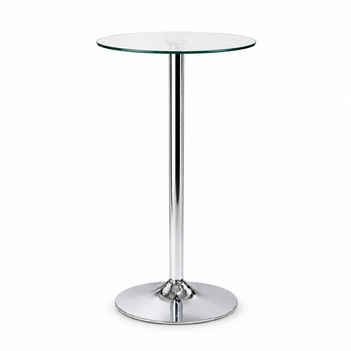 Wooden Twist Round Glass Top Cocktail Bar Table with Chrome Pedestal Base | 60 x 105 cm - Image 4