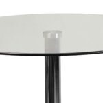 Wooden Twist Round Glass Top Cocktail Bar Table with Chrome Pedestal Base | 60 x 105 cm