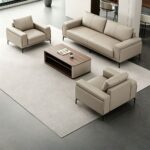 Maple Home Beige Faux Leather 2-Seater Office Sofa,150×85×80cm,2-Seaters of Sofa Set