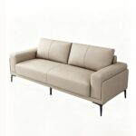 Maple Home Beige Faux Leather 3-Seater Office Sofa,200×85×80cm,3-Seaters of Sofa Set,Large Reception Lounge Sofa