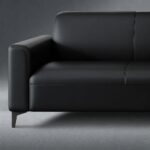 Maple Home Office Sofa,3 Seater Single Arm Chair of Sofa Set,Smooth Black PU Leather Single Sofa,180×72×74cm