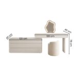 Elara Modern Dressing Table Set with LED Mirror & Stool, Wood Finish Vanity, Off-White