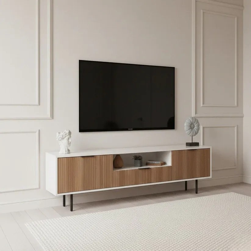Zara Tv Unit Cream Walnut 200cm - Image 3
