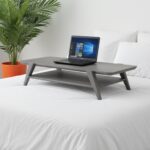 Studo Wooden Laptop Stand With Shelf Storage - Grey