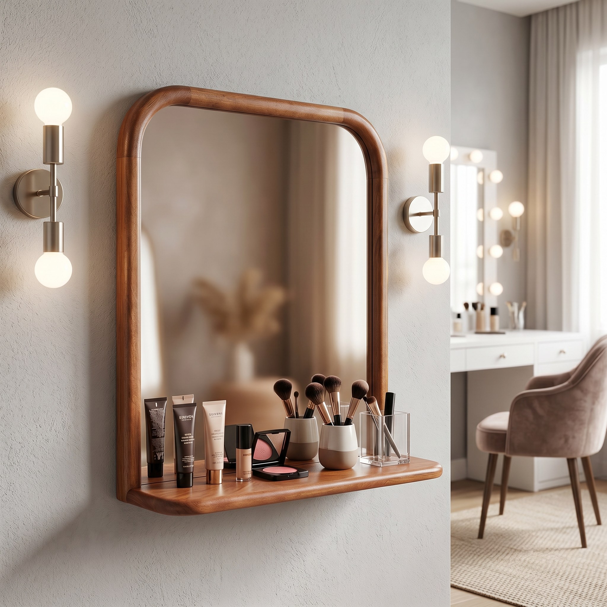 Erica Wall Mirror - Walnut