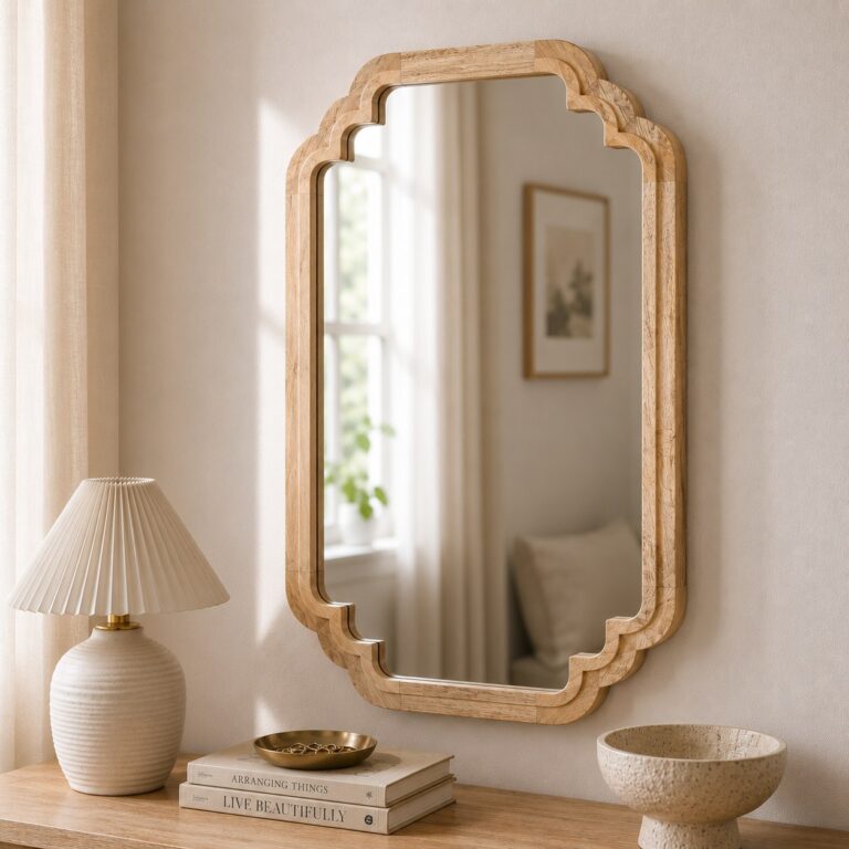 Celia Wall Mirror With Wooden Frame - Honey