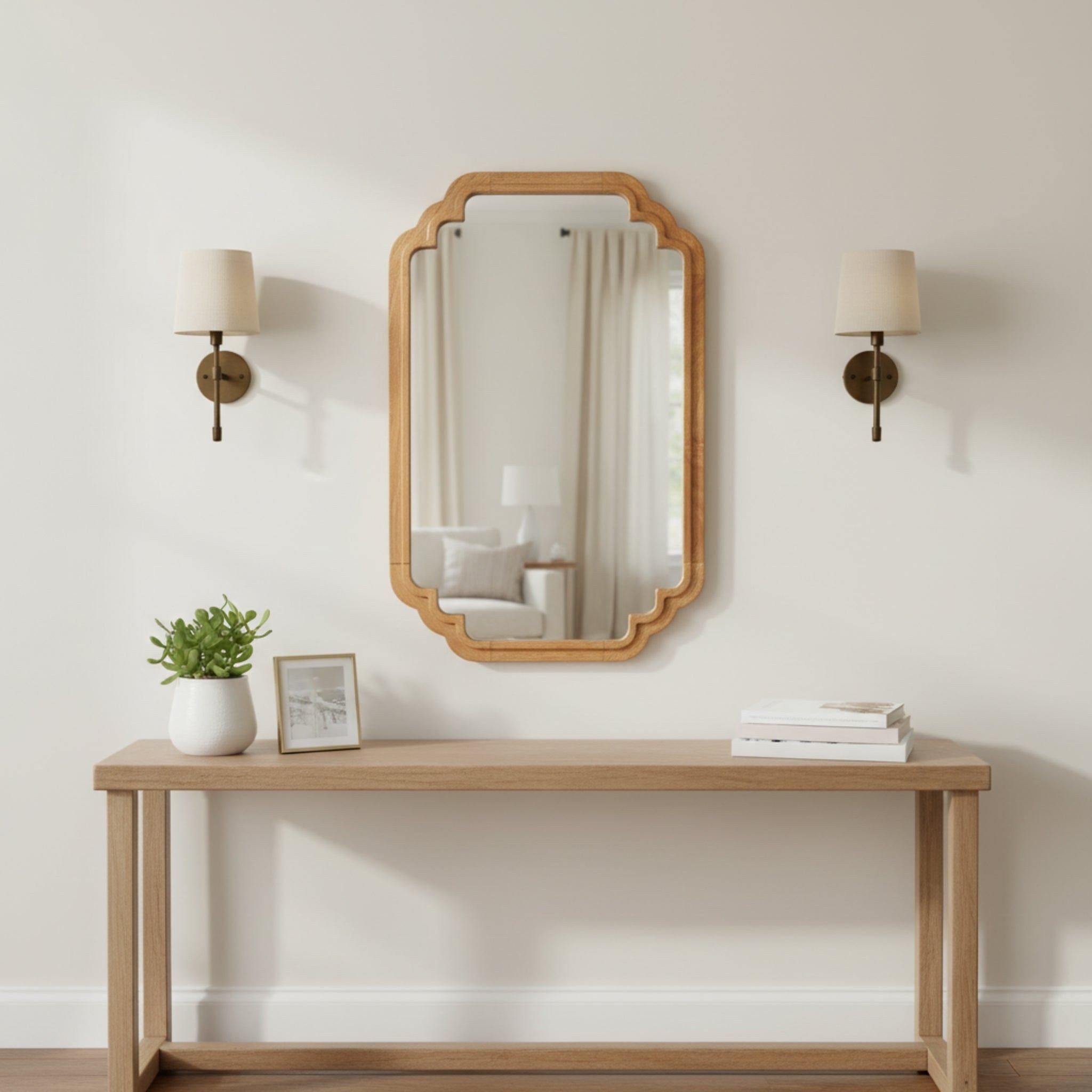 Celia Wall Mirror With Wooden Frame - Honey - Image 3