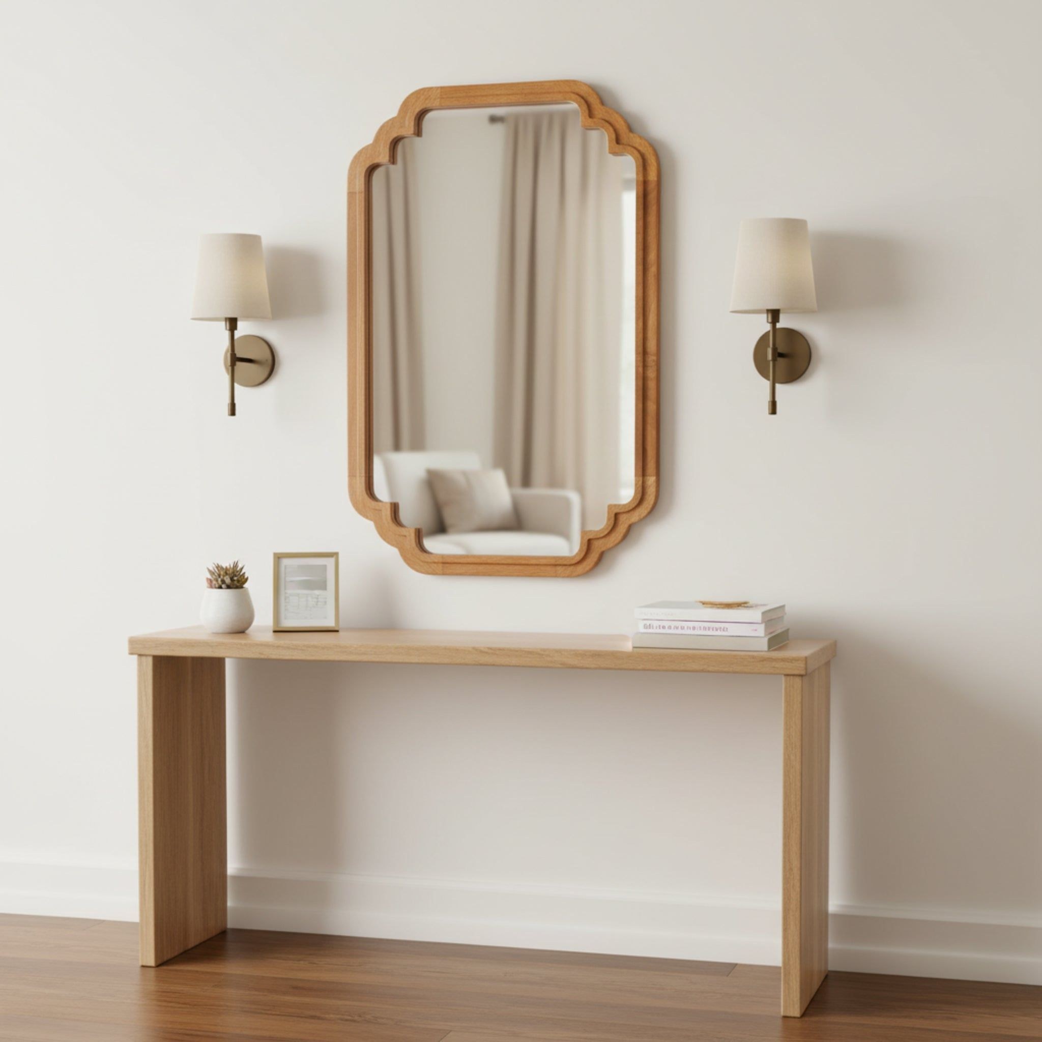 Celia Wall Mirror With Wooden Frame - Honey - Image 4