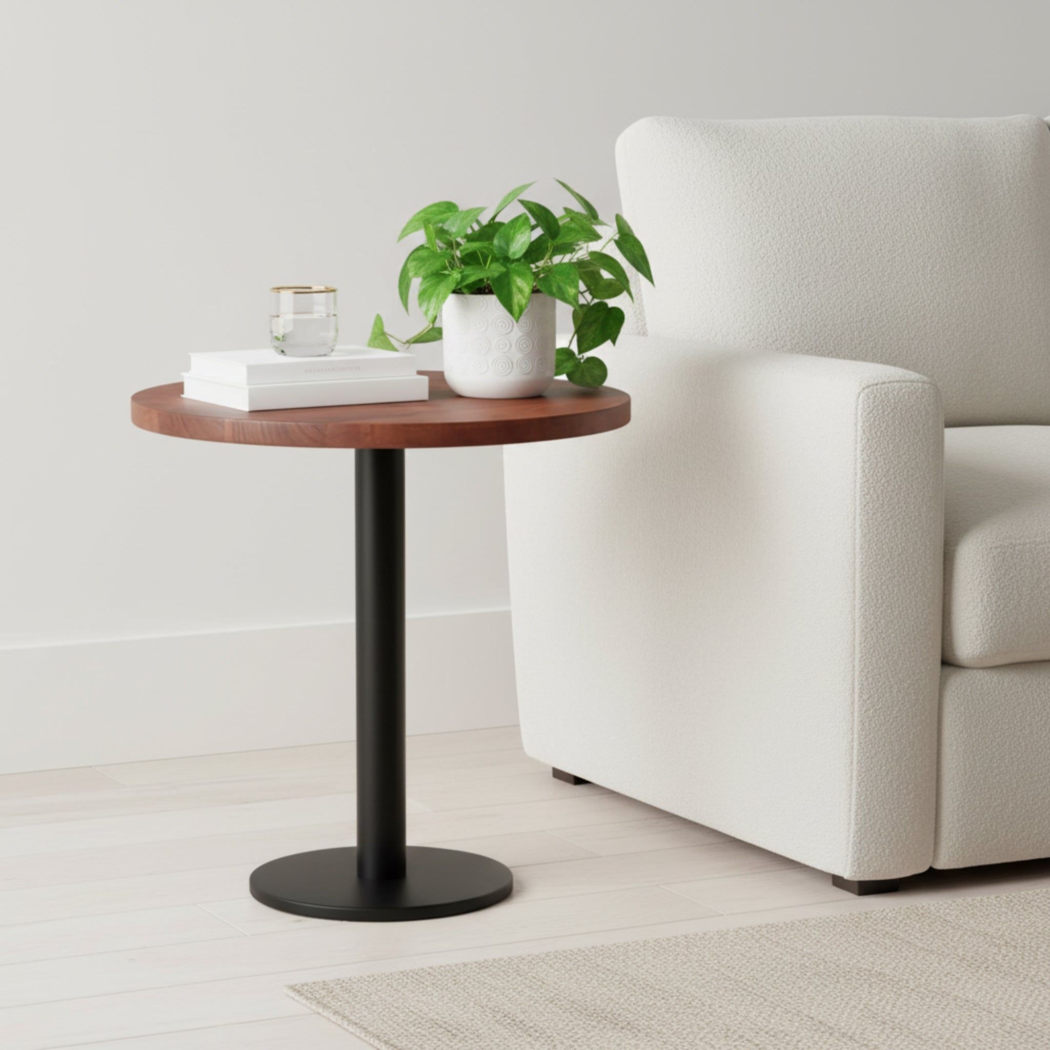 Joyce Side Table With Wooden Top - Black & Walnut - Image 2