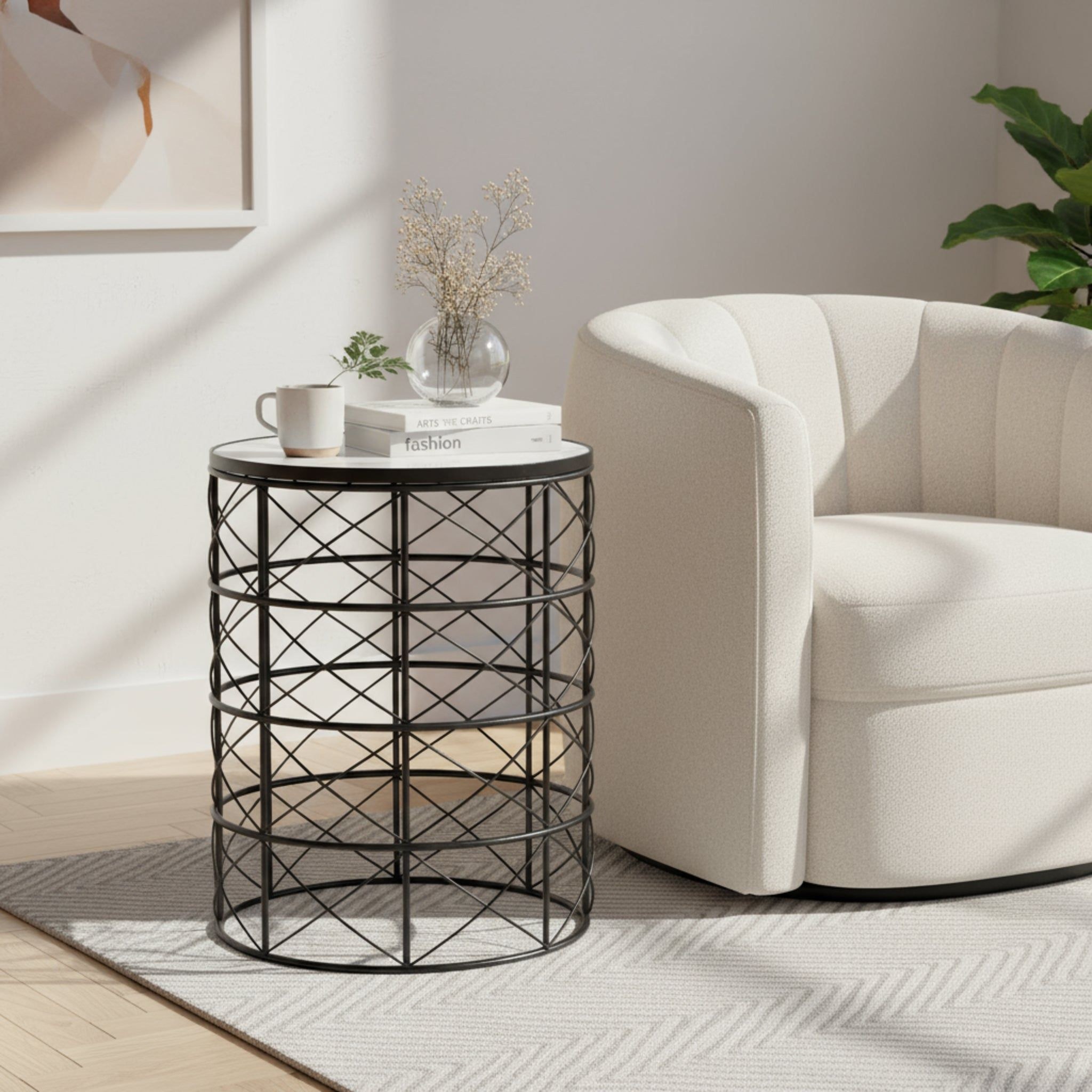 Nest Marble Side Table - Black & White