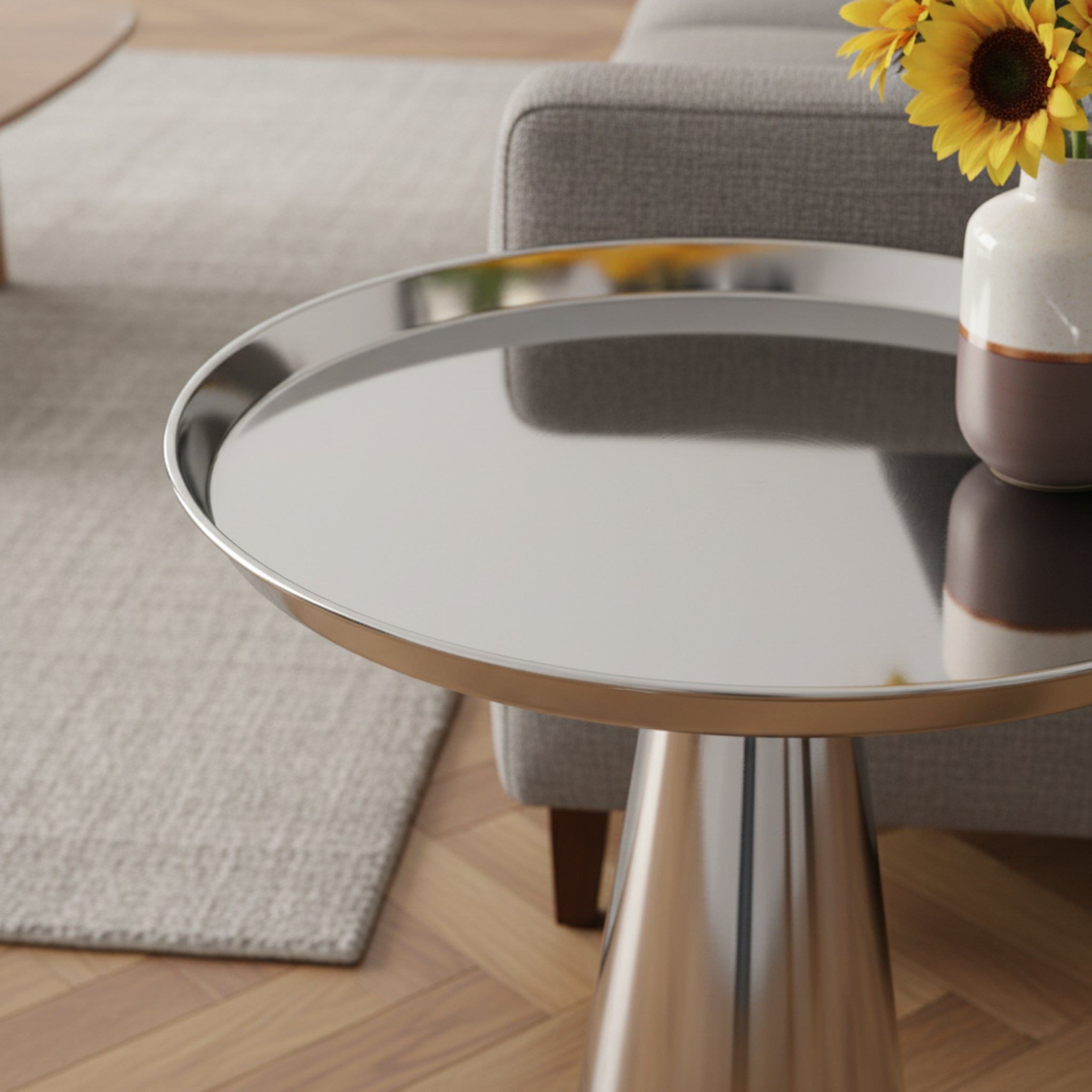 Layla Side Table - Silver - Image 4