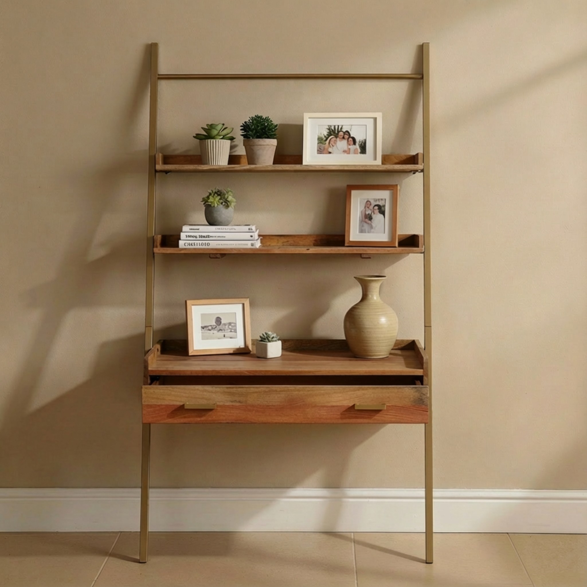 Array Ladder Desk - Natural & Gold - Image 3