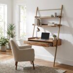 Array Ladder Desk - Natural & Gold