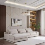 VELQUORA 4-Seater Fabric Left Corner Sofa - beige
