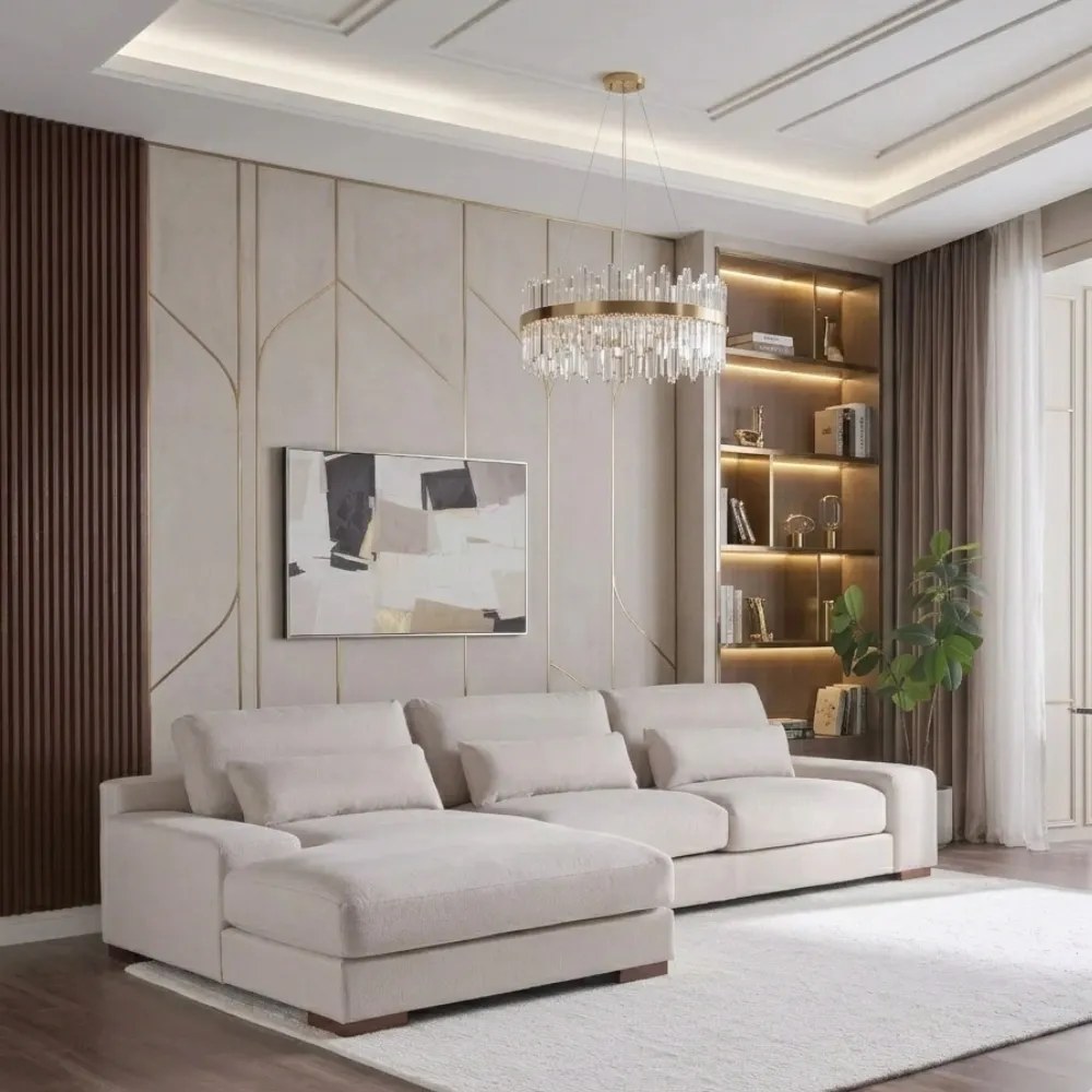VELQUORA 4-Seater Fabric Left Corner Sofa - beige