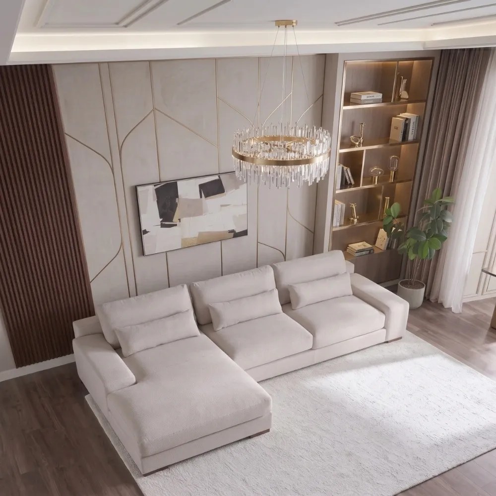 VELQUORA 4-Seater Fabric Left Corner Sofa - beige - Image 3