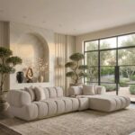 Lumessia 4-Seater Velvet Right Corner Sofa - beige