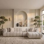 Lumessia 4-Seater Velvet Right Corner Sofa - beige