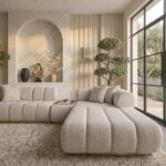 Lumessia 4-Seater Velvet Right Corner Sofa - beige
