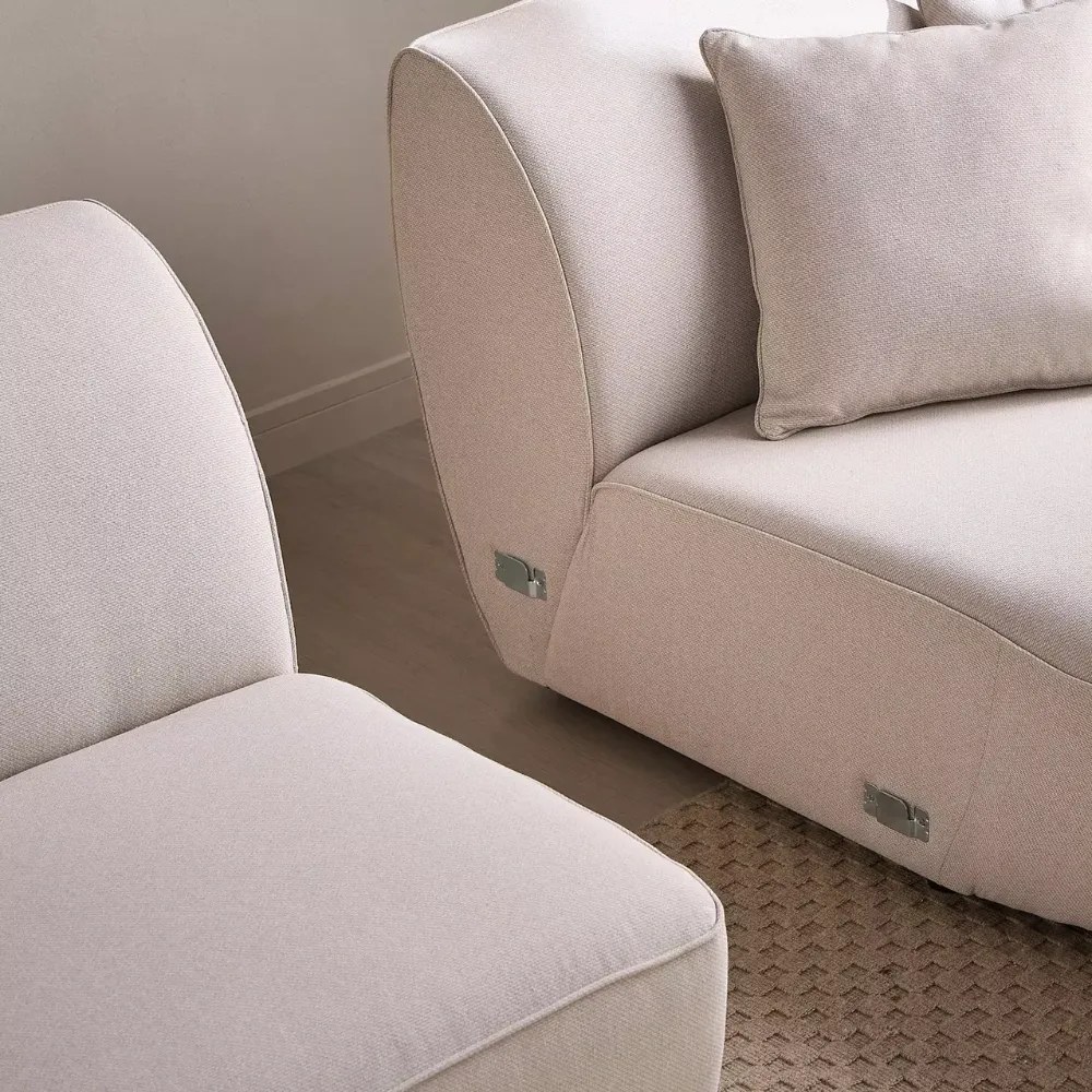 NOVA 4-Seater Fabric Right Corner Sofa - Beige - Image 4
