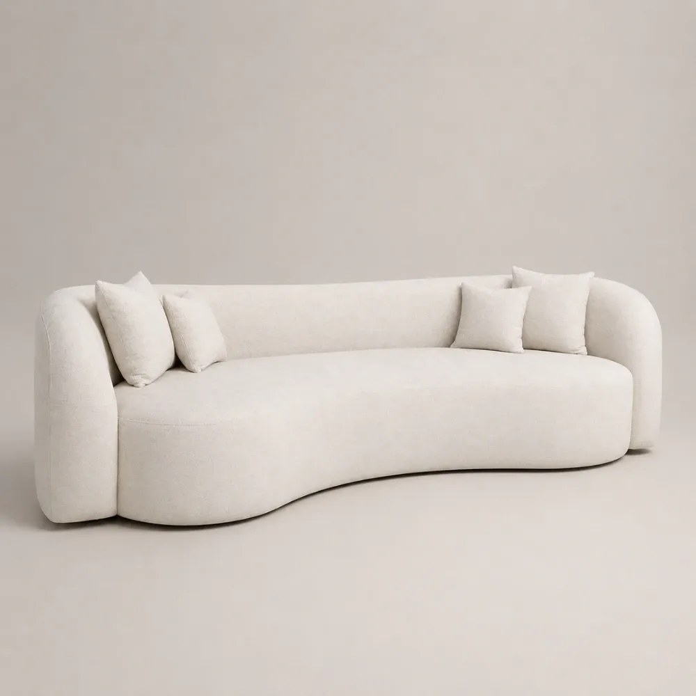 Sienna 3-Seater Curve Sofa - Cream Linen