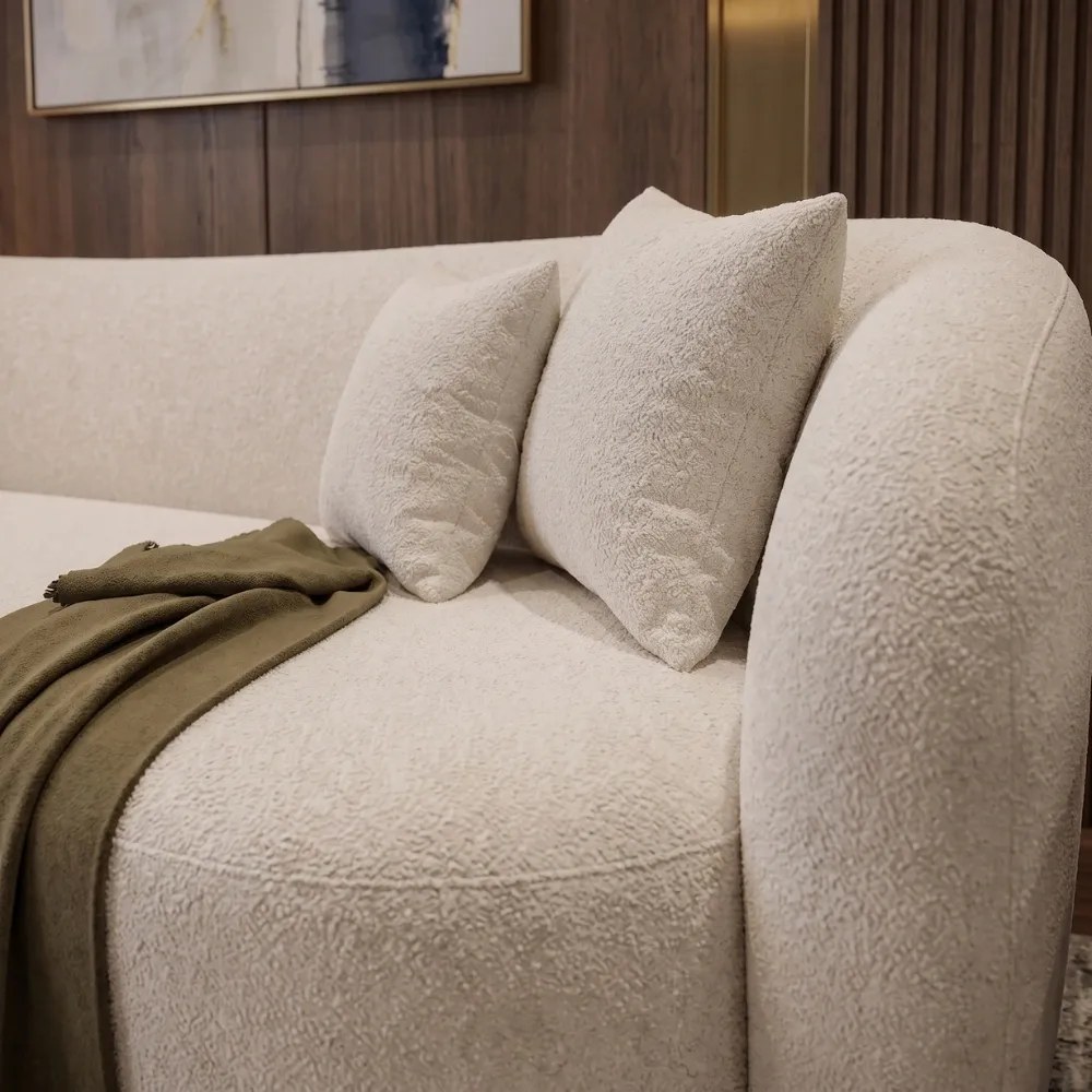 Sienna 3-Seater Curve Sofa - Cream Linen - Image 3