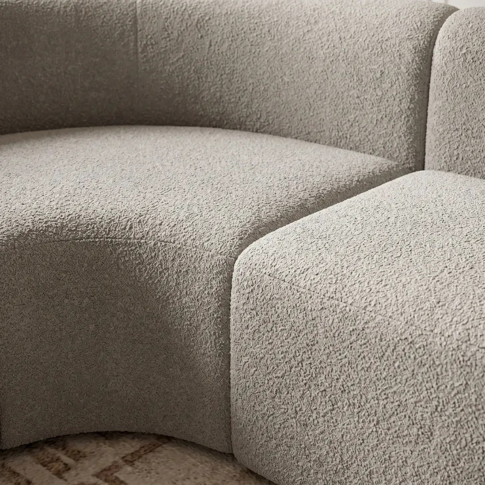 Pearl 3-Seater Curve Sofa – Hard Boucle Teal Green - Image 3