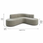 Pearl 3-Seater Curve Sofa – Hard Boucle Teal Green