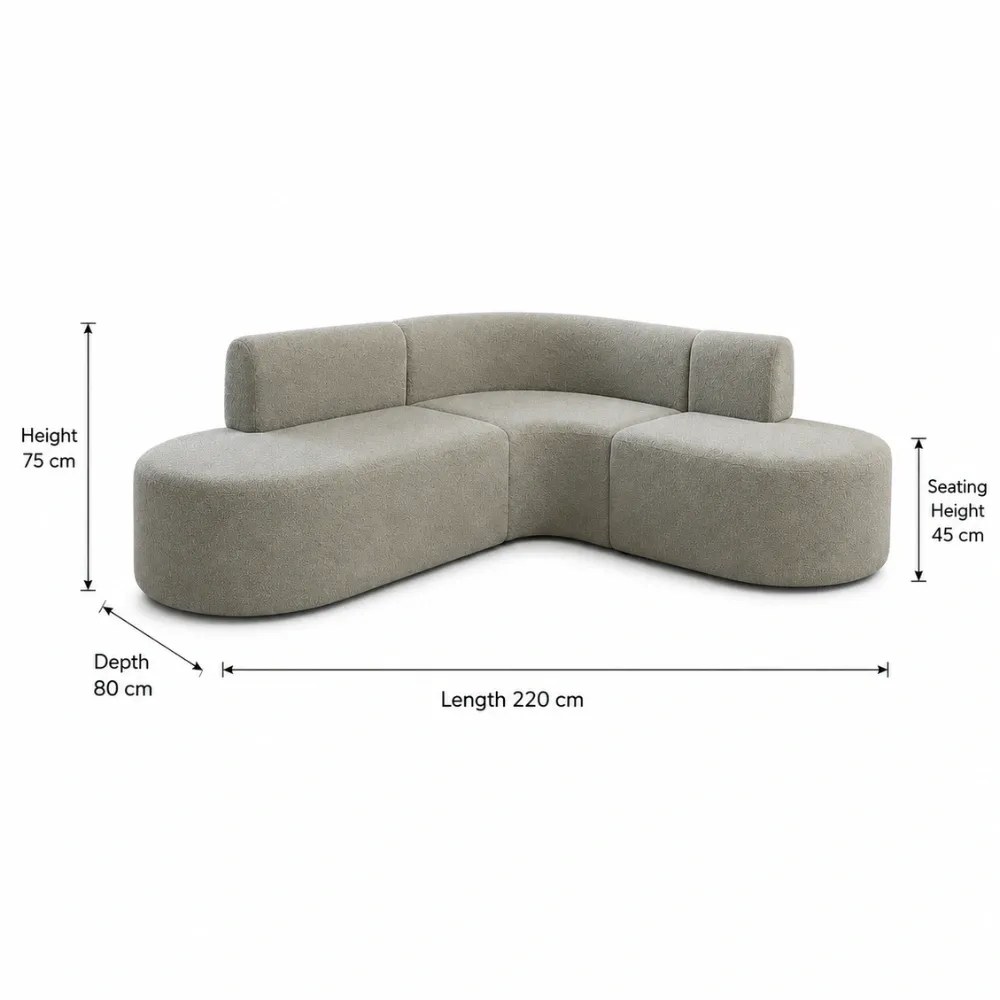 Pearl 3-Seater Curve Sofa – Hard Boucle Teal Green - Image 4