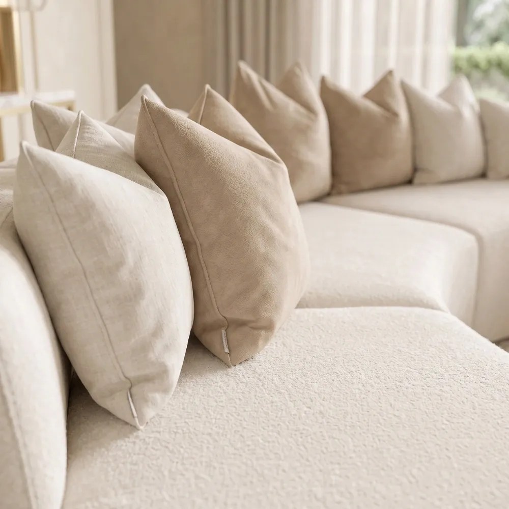 Nora 5-Seater Curve Sofa - Cream Linen - Image 3