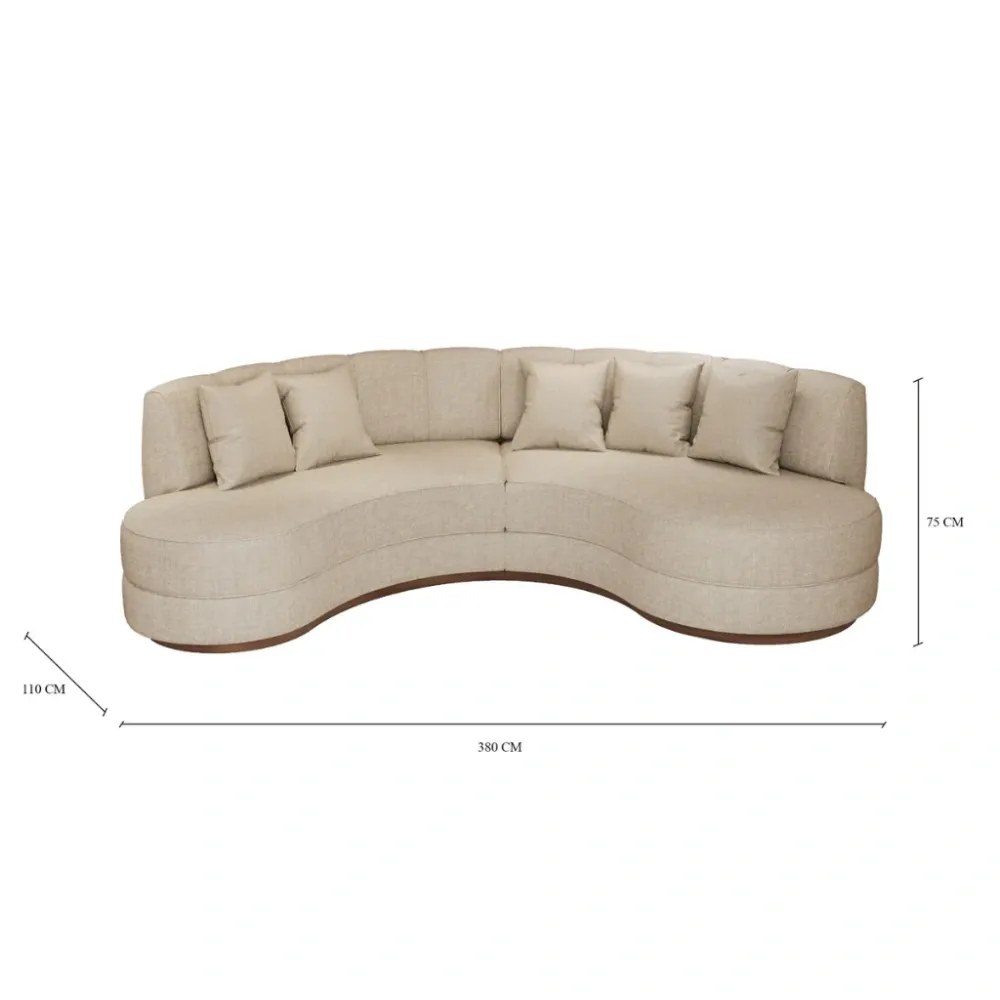 Sorrento Luxury Curved Modular Sofa - Beige - Image 3
