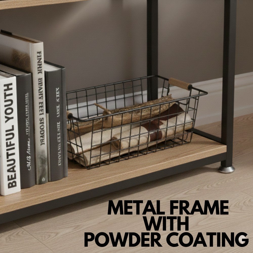 Skyland 4-Tier Industrial Bookshelf with Drawers & Cabinet, Display Shelf Bookcase with Metal Frame, Wood Style Storage Shelving Unit for Living Room, Bedroom, Home Office - Image 5