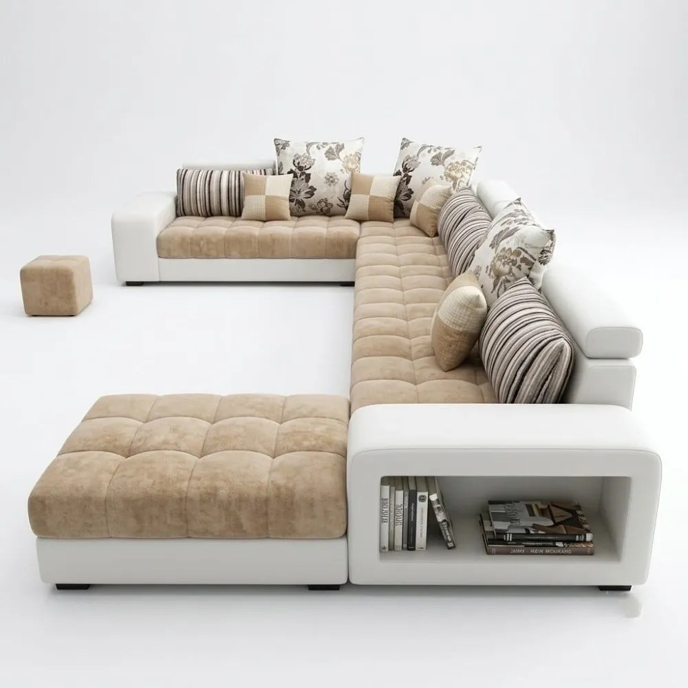 Ziva Majlis 6 - Seater U Shape Sofa - Beige - Image 5