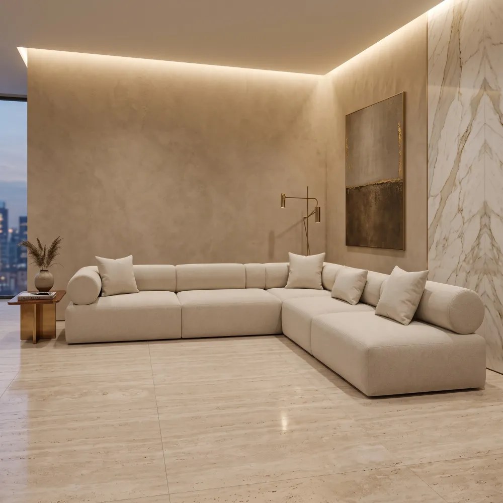 Aria L-Shaped Modular Sofa – Beige