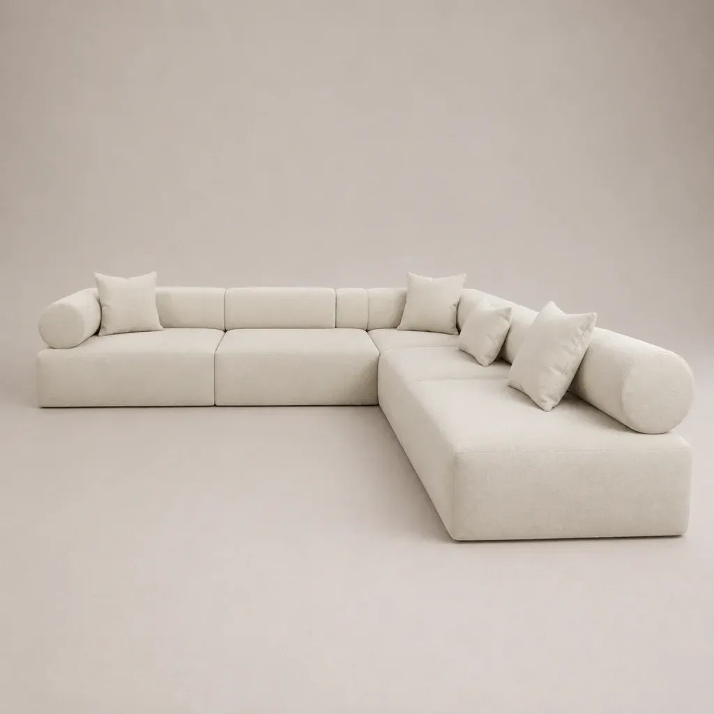 Aria L-Shaped Modular Sofa – Beige - Image 2