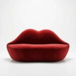 Scarlet Kiss Velvet Lip Sofa – Red