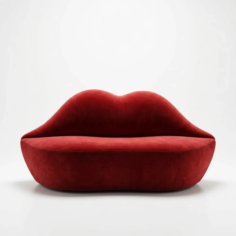 Scarlet Kiss Velvet Lip Sofa – Red - Image 2