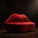 Scarlet Kiss Velvet Lip Sofa – Red