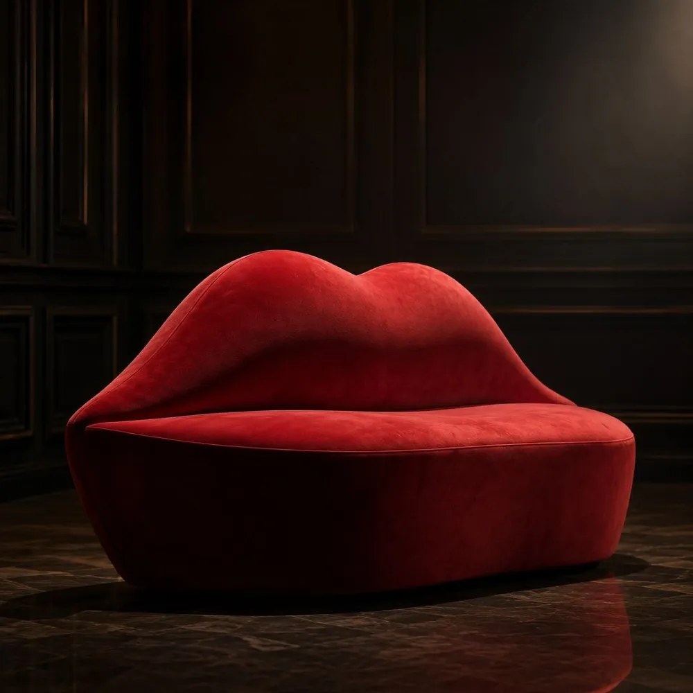 Scarlet Kiss Velvet Lip Sofa – Red - Image 3