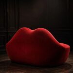 Scarlet Kiss Velvet Lip Sofa – Red