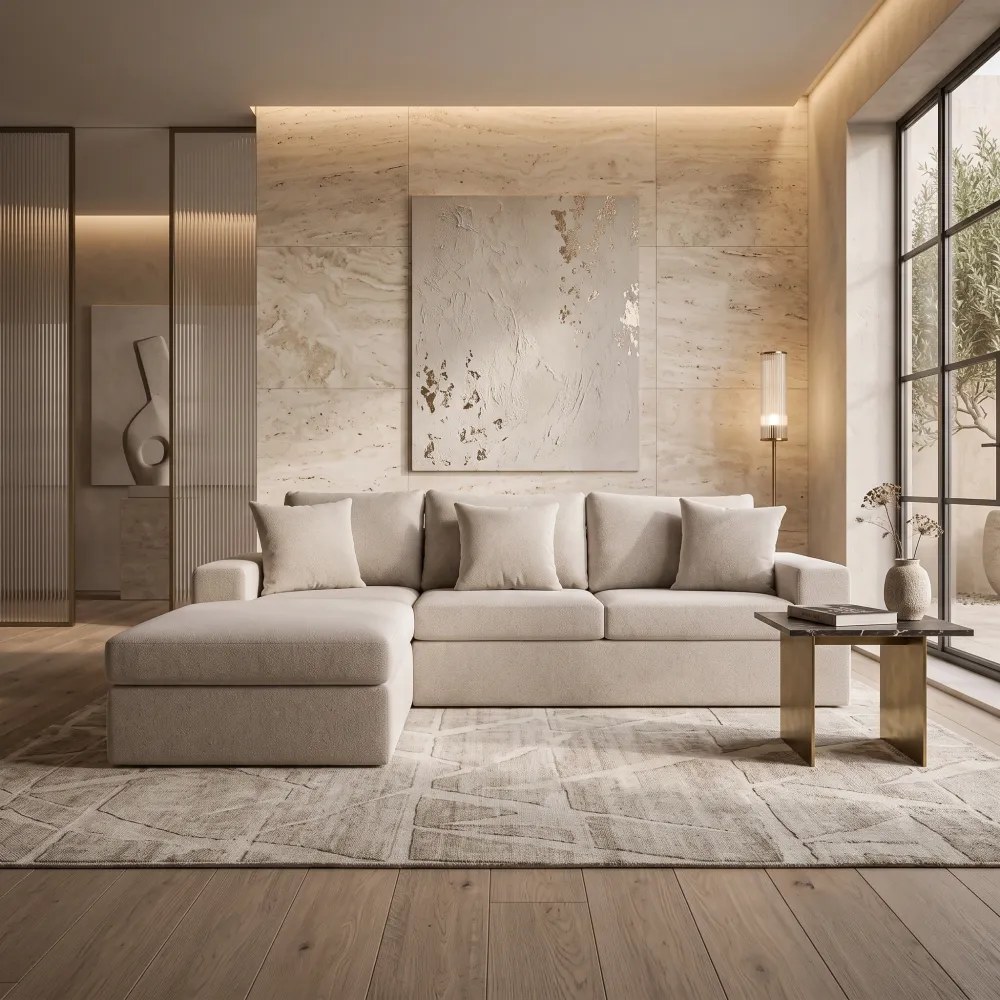 Luxe L-Shaped Sofa - Beige